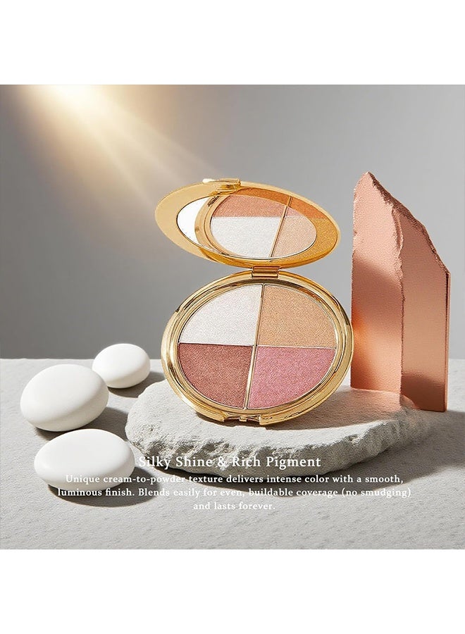 zephoco 2 in 1 Highlighting Eye and Cheek Palette,Eye & Cheek Palette - Eyeshadow And Highlighter Makeup, Makeup Palettes Contour Kit, Shimmer Glow Face Highlighter Palette For Women Face, Natural Glow Contour Powder - Image 3